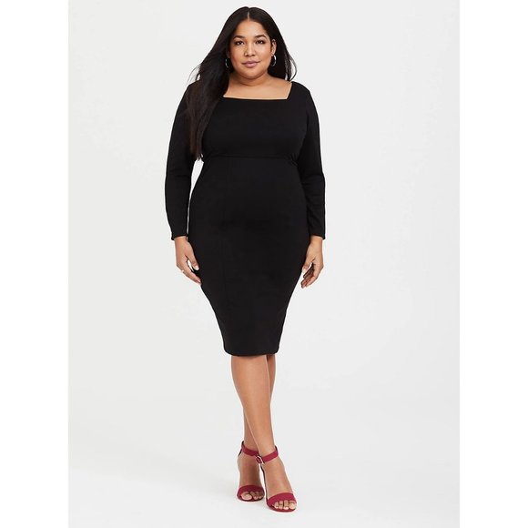 TORRID Black Premium Ponte Knit Bodycon Cocktail Dress sz 20 Women's Plus LBD - Picture 2 of 13